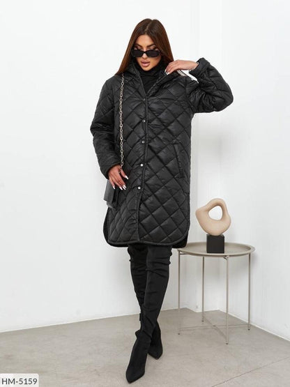 Стьогане жіноче Пальто HM-5158 - IRENFASHION - long, NEW, public, бест, бохо, зима, новинка, осень, пальто, плащевка, повседнев, предоплата 50%